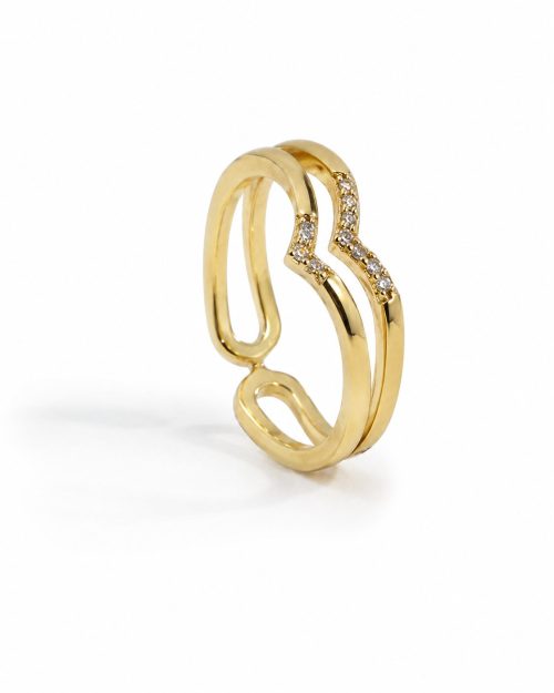 Crystal Chevron Ring-3 Crystal Chevron Ring