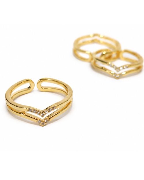 Crystal Chevron Ring-4 Crystal Chevron Ring