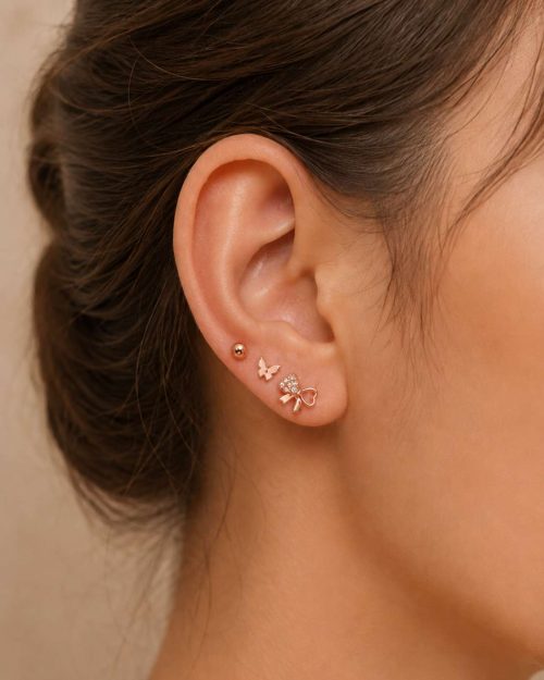 Rose Gold Trio Stud Collection-2 Rose Gold Trio Stud Collection